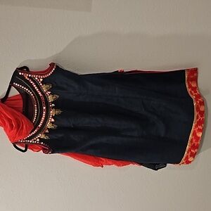 Punjabi Suit Indian Mehendi night Salwar Kameez Embroidered XL silk